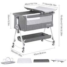 3 In 1 Beside Bassinet, Bedside Bassinet, Bedside Sleeper With Wheels, Adjustable Portable Bedside Crib, Bassinet Bedside Sleeper, Movable Bedside Bassinet For Baby,Grey - Grey - View 4