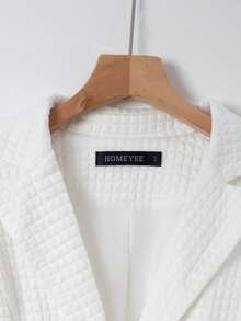 HOMEYEE Textured Plaid Lapel Collar Long Sleeve Casual Elegant Business Office Blazer Jacket, Autumn/Winter - White - View 4