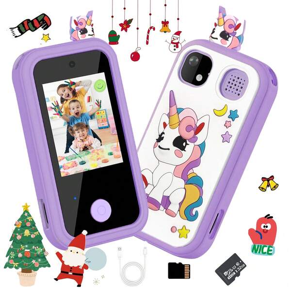 Kids Smart Phone Toys, Christmas Birthday Gifts For Girls Age 6-12 Kids Toys Cell Phone, Touchscreen Learning Play Toy Phone With Dual Camera, Game, Music Player, Best Choice For Christmas Gifts