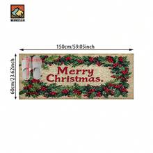 1 pieza Alfombra antideslizante para baño con diseño de bayas de acebo navideño, hecha de material de cachemir sintético con decoración esponjosa, adecuada para baños, entradas, cocinas y otras ocasiones. Se puede lavar a máquina. Es una decoración festiva y se puede regalar.