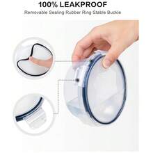 方形密封盖食品储存容器、玻璃餐盒、防漏午餐盒，适用于洗碗机、微波炉和冰箱 - 彩色 - 查看 8