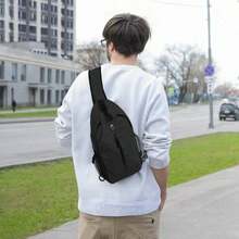 Sling-Bag Crossbody-Bag Women-Men Backpack-Daypack - Hiking Chest Travel With Water Bottle Pocket Adjustable Strap Multiple Layers Black