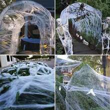 Halloween Spider Web Decor, Halloween Haunted House Graveyard Spider Web Strings With Fake Spiders, Halloween Decoration Props For Party, Costume, Photography Backdrop, Perfect Halloween Gift - Multicolor - View 11