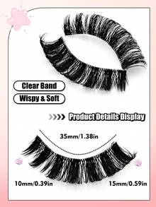 Rikuaild 10 Pairs D Curl Russian False Eyelashes, Lightweight & Fluffy, Thick & Curled, Criss-Cross Faux Mink Lashes, Suitable For Parties, Music Festivals, Travel, Reusable, Create Voluminous Lashes - 俄羅斯條狀假睫毛 - 查看 3