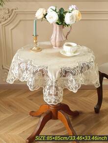 1pc Rectangular Tablecloth, Square Tablecloth Suitable For Kitchen, Conference Table, Table Cover Place Mat With Delicate 3d Gold Thread Embroidery Lace Edging. Made Of Velvet Material, Suitable For All Seasons, Dirt-Proof And Heat-Proof, Ideal For Home/ Festival Decoration Best Gifts,Wedding Tablecloth,Wedding Decor,Home Decor ,Room Decor, Birthday Graduation Birthday Decorations Party Decorations Bachelorette