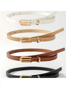 1 Pu Leather Belt With Shiny Gold Buckle, Suitable For Women's Casual Fashion In Summer, Autumn, And Halloween, Suitable As A Gift For Various Festivals, Gatherings, Parties, And Leisure Occasions In Summer, Autumn, Autumn, And Halloween - 彩色 - 查看 10