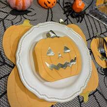 20/40 buc șervețele creative în formă de dovleac de Halloween, 3 straturi, îngroșate, desfășurate, 9,4 * 9,4 inch, șervețele de hârtie imprimate pentru petrecerea de Halloween, șervețele decorative pentru festivalul recoltei, ștampilare aurie, temă de Halloween, șervețele de hârtie de unică folosință