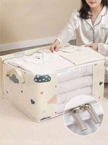 1pc Waterproof And Moisture-Proof Comfortable Storage Bag, Large Capacity Transparent Window, Suitable For Mobile, Packaging, Dormitory, And Sheet Storage Decorations Decor Festival Decor Room Decor Home Decor Decor Bedroom Decor Bedroom,Organizer,Organizer,Home Storage Closet Organization And Storage Clothes Organizer