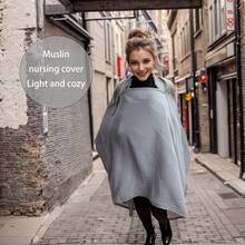 Muslin Nursing Cover Breastfeeding Cover Multifunctional Stroller And Carseat Cover Blanket Breathable And Soft With Burp Cloth And Windproof Strap