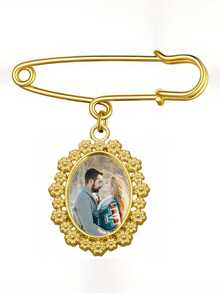 婚礼当天新娘送给新郎的个性化礼物，定制照片胸花别针，金色新郎纪念照片胸花别针，Y2K风格，可爱，萌趣，色彩缤纷，时尚，定制，个性化，独特，送给她的理想礼物，女友，朋友，家人，她，精致浪漫，冬日优雅，魅力四射，女士发饰，春季系列，可调节尺寸 - Brooch - 查看 19