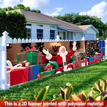 2D Flat Christmas Banner, 1PC Holiday Banner, Christmas Porch Banner, Fabric Christmas Banner, Holiday Banner, Santa Claus Gift Long Banner, Party Banner, Christmas Party Banner