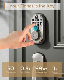 Arpha 5-In-1 Smart WiFi Door Lock With Camera Doorbell, Fingerprint Keyless Entry, App Control Keypad, 2-Way Audio, Auto Lock, Weatherproof Handle Set Silver - Silver - View 6