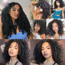 BINF 12A Pixie Curly Human Hair Bundles 100% Human Hair  Natural Color 8-24 Inch Brazilian Virgin Hair Unprocessed Double Weft Weaving Curly Hair Bundles Extensions Wholesale - Natural Black - 查看 8