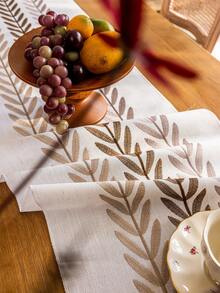 1pc Embroidered Table Runner With Tassels, Decorative For Dining Table, Living Room, Parties, Washable And Reusable, Multiple Sizes Available - Brown - View 10