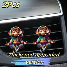 3pcs Cute Cat Car Ventilation Air Freshener Clip - Creative Hoodie Cat, Milk Tea Cat, Bell Cat Designs, 2D Acrylic Car Ventilation Decoration Clip, Comes With Aromatherapy Sheet, Deodorization + Random Scents, Car Air Freshener, Car Interior Decoration, Perfect Gift For Family And Friends