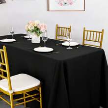 6 Pack White Rectangle Tablecloths – Polyester Table Covers In 6 Sizes (60x84, 60x102, 60x126, 90x132, 90x156) – Washable, Wrinkle-Free & Stain-Resistant Fabric Table Cloths For 6ft & 8ft Tables, Wedding, Party, Banquet, Dining - màu đen - Xem 5