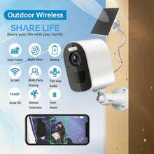 [太阳能监控摄像头] 无线 5G WiFi 太阳能监控摄像头，400 万像素高清像素。户外家居安防。功能包括彩色夜视、运动检测、双向通信。可与 Alexa 配合使用。配备太阳能电池板。 - 彩色 - 查看 1