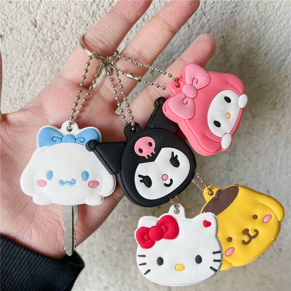 Sanrio Sanrio Kawaii Hello Kitty Silicone Key Dustproof Protective Cover Cartoon My Melody Kuromi Keychain Cinnamoroll Portable Anti-Lost Toy For Party Gifts