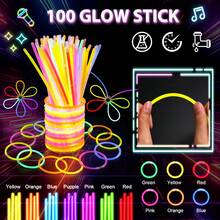 Glow Sticks Bulk, Party Supplies Glow In The Dark Sticks With Connectors, Perfect For Birthdays, Weddings, Parties, Halloween, Christmas Festival- Glow In The Dark Party Supplies - Nhiều màu 100 - Xem 1