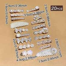 20pcs Faux Pearl Hair Clips, Elegant & Sophisticated, Women Hair Accessories With Flower & Heart Designs, Versatile Styles For Daily & Party Wear, Recommended Gift For Back To School Season, Hair Clips Claw, Hair Claws, Hair Slide, Hair Barrettes, Vacation Outfits Woman