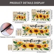 1pc Sunflower Pattern Welcome Mat, Durable Drainage Rug For Kitchen, Living Room, Entryway, Balcony, Home Decor, Anti-Slip, Suitable For Cafe, Bar, Holiday, Party, Bedroom, Bathroom