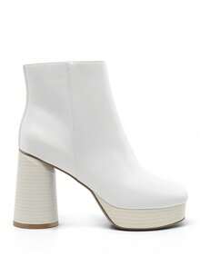 Women's Retro-Modern Square Toe Chunky Round Heel Ankle Boots With Lightweight Platform, Perfect For Daily Outings - White - View 5