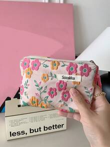 Mini Aesthetic Korean Style Cute Floral Pattern Zipper Lipstick Bag Travel Makeup Bag, 1Pc Multifunctional Cosmetic Organizer Handbag Bath Shower Wallet Pouch Portable Cosmetics Brush Storage Clutch With Zipper Closure For Lipstick, Brush, Skincare, Mobile Phone, Coin, Small Items, For Home, Vacation And School Use, Makeup Bag Makeup Pouch Skincare Bag Toiletry Bag, Cosmetic Bag, Large Makeup Bag, Christmas Gifts, Pouch, Travel, Pouch, Clutch / Small Handbag, Makeup Organizer, Pouch, Brush Holder, Mini Pouch, Large Capacity Pouch