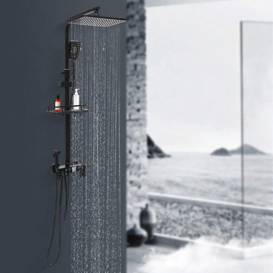 YUNRUX Wall-Mounted Shower System Shower Panel Shower Set Shower Faucet With Hand Shower Modern Luxury Shower System Startup Shower Shower Head Shower Panel Multifunctional Massage Shower Faucet With Adjustable Shower Armrest 70-115cm, Free Shipping - Multicolor - View 1