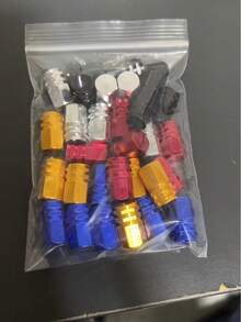 Um Conjunto de 30 Tampas de Válvula de Liga de Alumínio para Carros e Bicicletas, Tampas de Pneu Duráveis de Cinco Cores Feitas de Metais Vermelho, Azul, Preto, Dourado e Prata, Adequadas para Pneus, Válvulas e Conversores de Tamanho Geral