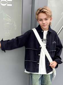 Camisa casual de corte holgado para niños y adolescentes, adecuada para uso diario, escuela y actividades al aire libre, otoño