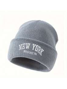 1 件儿童字母刺绣针织帽，时尚百搭男童女童户外保暖帽，适合秋冬季 - 1PC - 查看 9