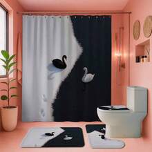 1/4 piezas Cortina de ducha impermeable y lavable con estilo floral y de plantas, multicolor, resistente a los detergentes, sin necesidad de barras de cortina, adecuada para gimnasio, baño y decoración navideña