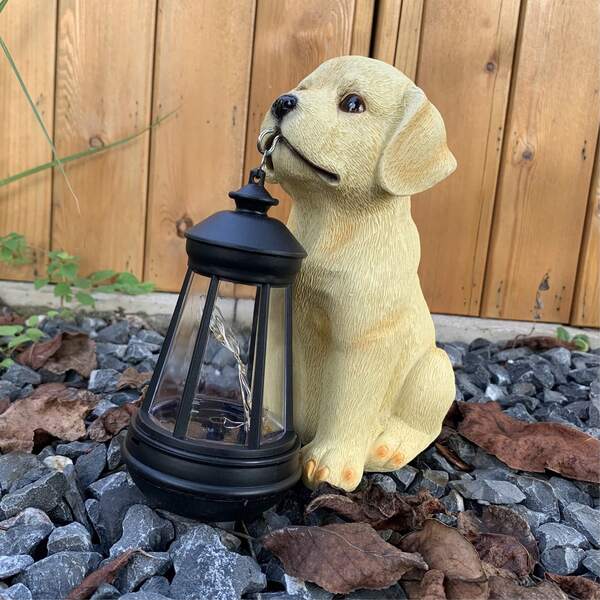 1 Peça Decoração de Cachorro Mastigável Alimentada por Energia Solar Pequena, Decoração de Jardim Externo para Casa, Presente de Natal