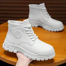 高帮男士多功能舒适厚底雪地靴，户外徒步白色时尚运动登山靴，男士安全靴 - 白色 - 查看 5