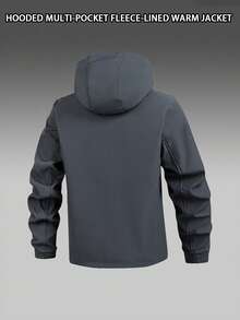 男士户外休闲防水防风保暖加厚长袖外套，秋冬款 - 灰色 - 查看 3