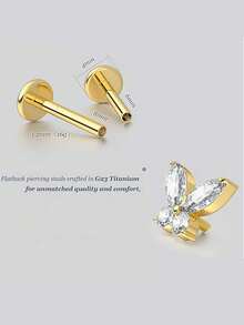 2pcs 16G G23 Titanium Tragus Conch Helix Piercing Jewelry Internally Threaded Flat Back Cartilage Earrings Forward Helix Earrings Medusa Labret Piercing Jewelry For Women Men Gold 6MM 8MM - Lip Stud - View 9