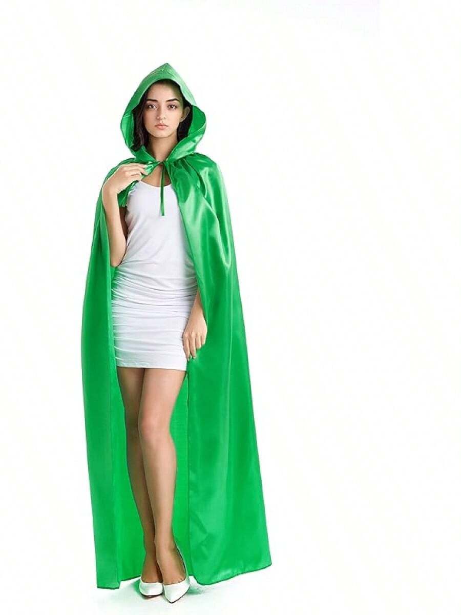 Mens Womens Costume Cape Cloak Hooded Full Length Customized Christmas New Year - 綠色 - 查看 1
