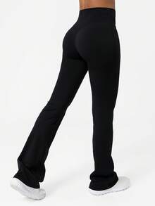 Sodalemon Women Training Fitness 3Pcs Yoga Gym Pants Set Solid Color Butt Liftting Running Casual Sport Flare Pants Tights - Multicolor - View 7