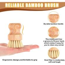 1 pieza/2 piezas Cepillo de fibra de sisal de mango corto de madera, cepillo de limpieza de fibra de coco para tazones y platos del hogar, almohadilla de limpieza de cocina