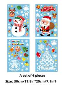 1 set autocolante de Crăciun pentru fereastră, autocolante detașabile statice pentru ferestre, decorațiuni de Crăciun pentru petreceri de sărbători în interior, decor pentru casă, decor pentru ferestre, decorațiuni de Crăciun, diverse stiluri