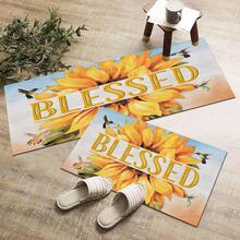 1pc Sunflower Pattern Welcome Mat, Durable Drainage Rug For Kitchen, Living Room, Entryway, Balcony, Home Decor, Anti-Slip, Suitable For Cafe, Bar, Holiday, Party, Bedroom, Bathroom