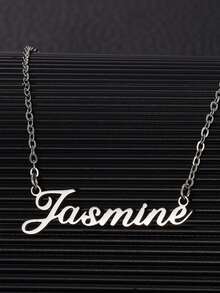 1pc Personalized Minimalist Custom Name Necklace, Elegant Gold Stainless Steel Jewelry, Women's Accessory, Necklace, Christmas/Valentine's Day Gift - Multicolor - View 8