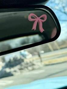 2pcs Cute Bow Ladies Car Decal - Fantasy Theme Vinyl Sticker, Glossy Finish, Cartoon Pattern Self Adhesive Glass Surface, Asymmetrical Shape, Single Use
