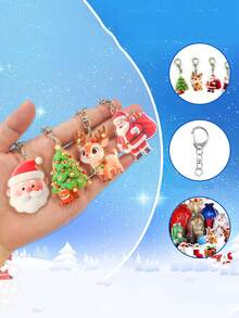 12 件节日圣诞主题亚克力钥匙扣 - 节日派对装饰，带有卡通圣诞老人、雪花、麋鹿、圣诞袜设计，可作为送给朋友的礼物，非常适合 DIY 工艺品和家居装饰，圣诞派对礼品钥匙扣 - 彩色 - 查看 2