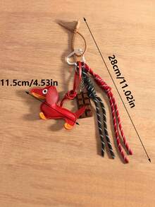 1PC Women Pendants Vintage Leather Sausage Dog Chocolate Charms Accessories For Mobile Phone Bags Keychain Vintage Leather Dachshund Puppy Braided Rope Pendant Keyring Fashion Chocolate Keychain Women Bag Charms Key Holder Gifts - 彩色 - 查看 5