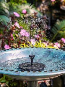 1 pieza Bomba de fuente solar, bomba de fuente de baño de pájaros con flor de loto, con 6 boquillas, bomba de fuente solar para baño de pájaros, jardín, estanque, piscina, decoración de jardín