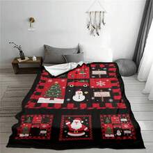 1 Stück Weihnachtsmotiv Patchwork Muster Flanell Digital Bedruckte Decke, Geschenk für Familie und Freunde, Studentenwohnheim Decke, Klimaanlage Decke, warme und leichte Flanell Überwurf Decke, hochauflösender Digitaldruck, personalisierte Flanell Steppdecke, vielseitig einsetzbar, verschiedene Größen erhältlich, ganzjährig geeignet