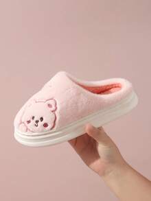 女士毛绒拖鞋秋冬新款室内抓绒拖鞋厚底居家保暖防滑情侣拖鞋毛绒鞋