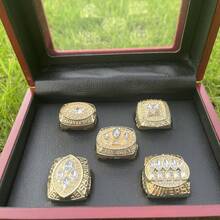 5PCS Football Championship Ring MEDALS Football Championship Ring Award Gift Prizes With A Boutique Wooden Box And Match Or Championship Winner Men's Ring Party Gift Bag - Gold - View 6