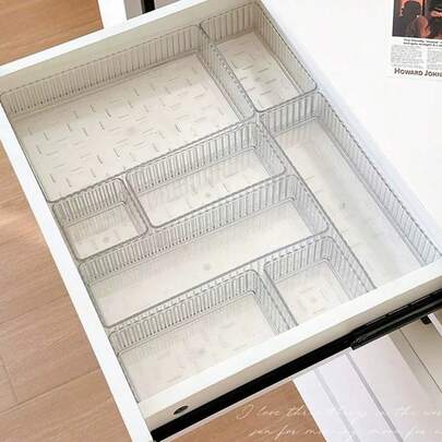 8pcs Clear Acrylic Makeup Organizer Drawers Cosmetic Storage Box Display Rack Vanity Desktop Container Jewelry Holder Lipstick Brush Organizer Compartments Bathroom Storage Solutions Transparent Stackable Storage Boxes